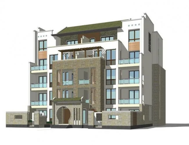 Sketchup住宅模型|多层住宅，乡村住宅，居住建筑，新中式风格