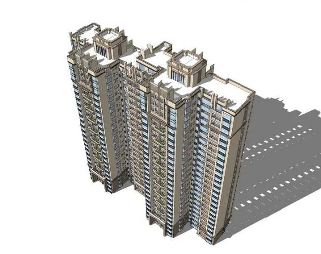Sketchup住宅模型|高层住宅，居住建筑，新古典风格