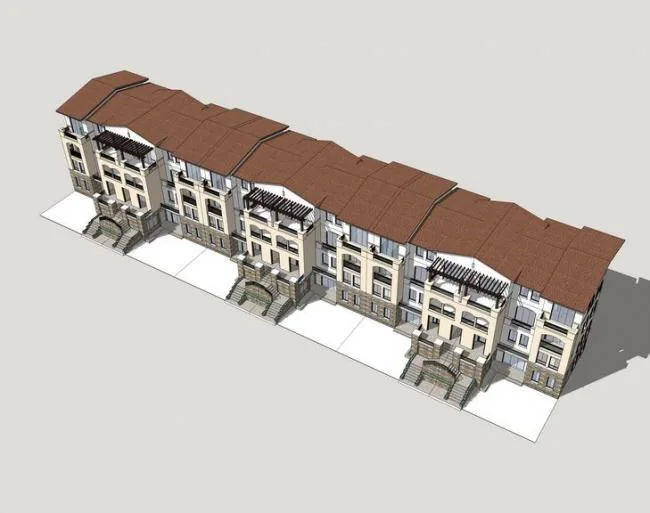 Sketchup住宅模型|多层住宅，联排住宅，居住建筑，西班牙风格，古典风格
