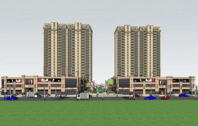Sketchup住宅模型|高层住宅，底层商业，居住建筑，新古典风格