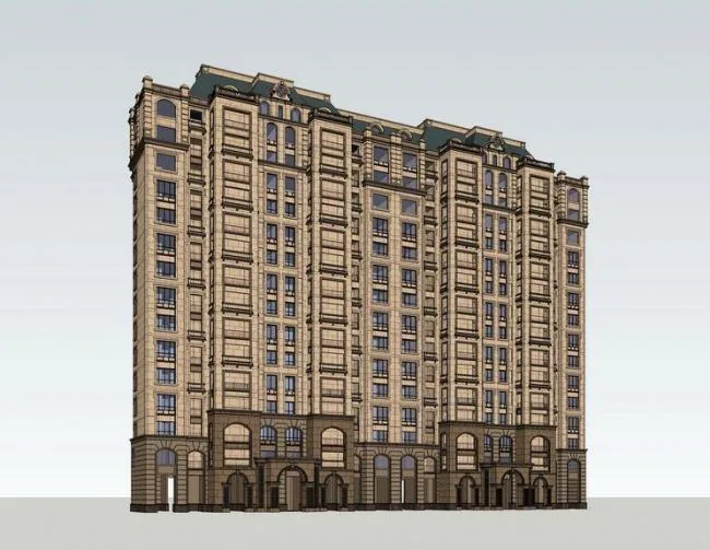 Sketchup住宅模型|高层住宅，居住建筑，古典风格，法式风格