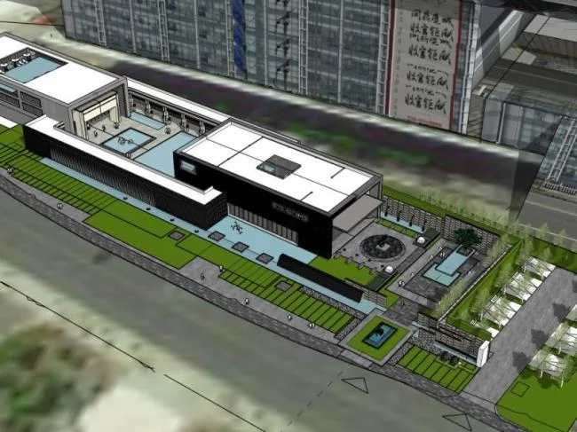 Sketchup商业模型|多层售楼处，现代风格，商业建筑