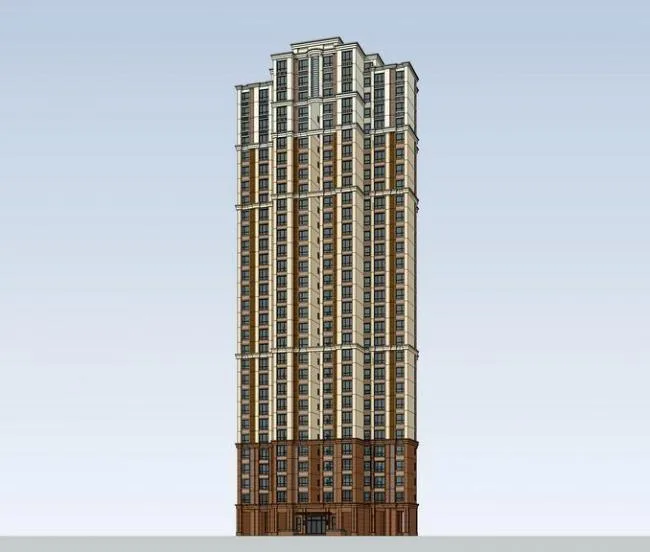 Sketchup住宅模型|高层住宅，居住建筑，新古典风格