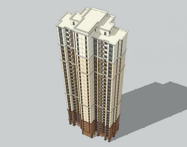 Sketchup住宅模型|高层住宅，居住建筑，新古典风格
