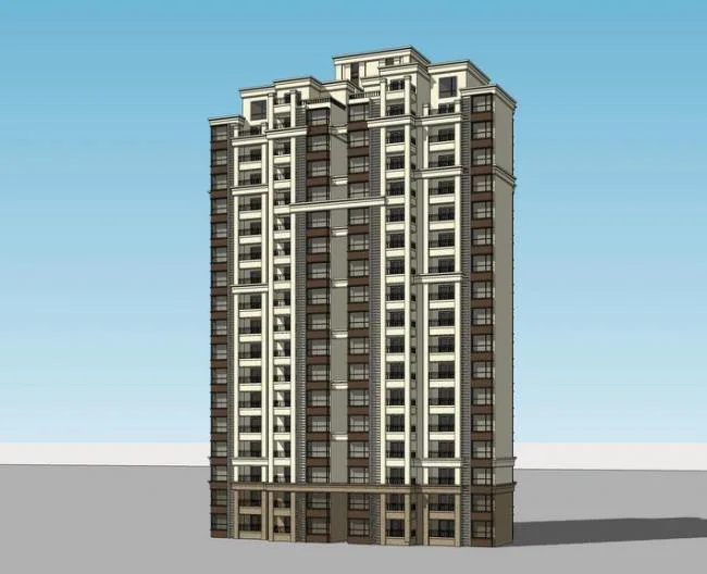 Sketchup住宅模型|高层住宅，居住建筑，新古典风格