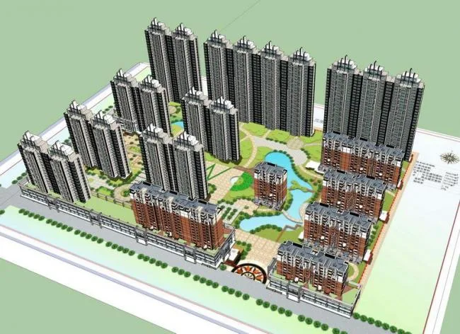 Sketchup住宅模型|高层住宅小区，居住建筑，现代风格