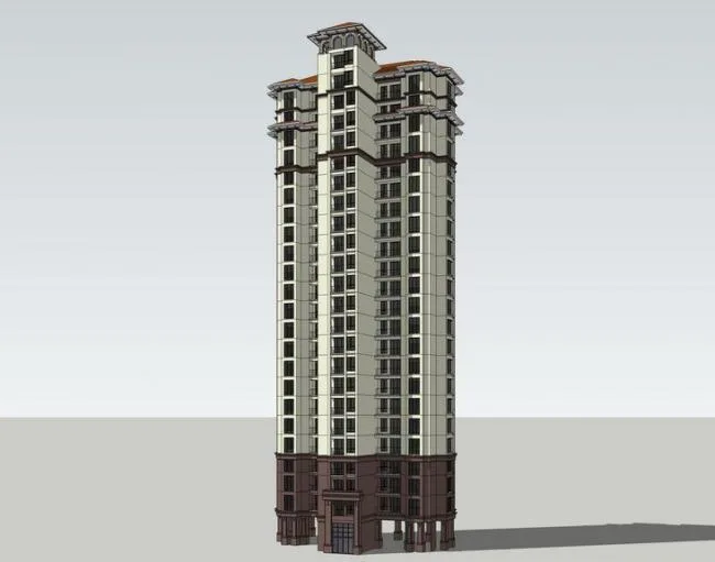 Sketchup住宅模型|高层住宅，居住建筑，古典风格，西班牙风格