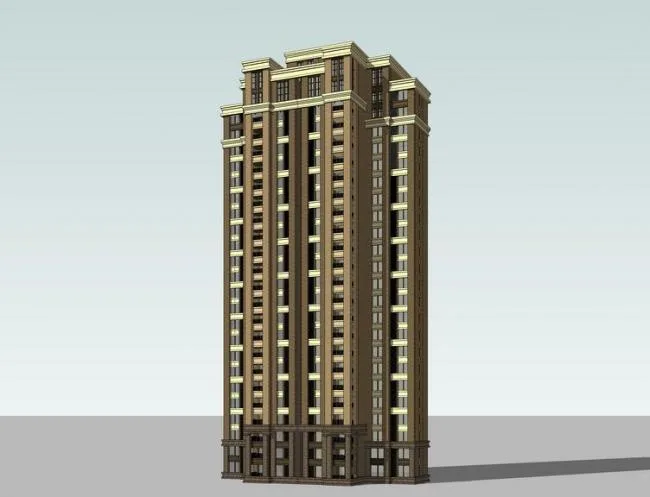 Sketchup住宅模型|高层住宅，居住建筑，新古典风格