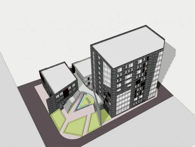 Sketchup住宅模型|多层商住楼，居住建筑，现代风格