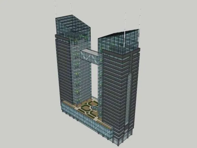 Sketchup办公模型|高层办公楼，现代风格