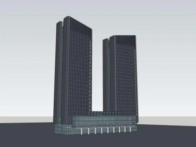 Sketchup办公模型|高层办公楼，古典风格