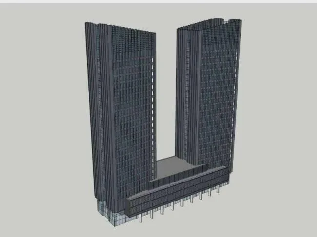 Sketchup办公模型|高层办公楼，古典风格