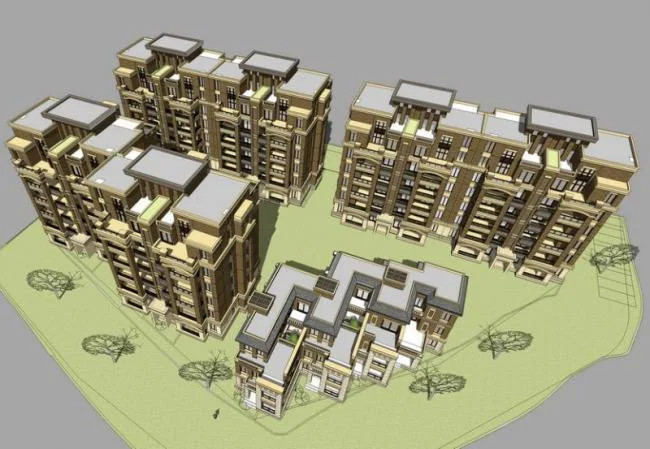 Sketchup住宅模型|多层住宅，居住建筑，新古典风格