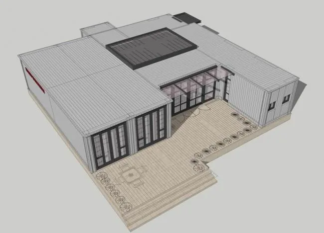 Sketchup商业模型|集装箱建筑，商业建筑，现代风格