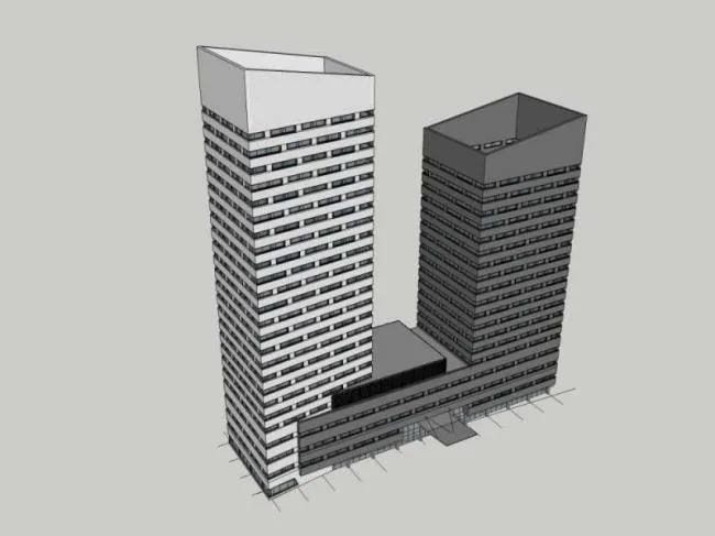Sketchup办公模型|高层办公楼，写字楼，现代风格