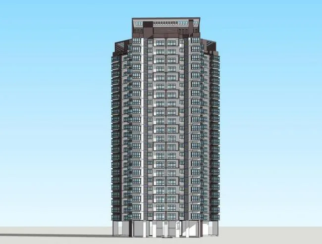 Sketchup住宅模型|高层住宅，现代风格，居住建筑