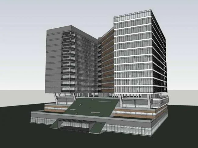 Sketchup办公模型|高层办公楼，现代风格
