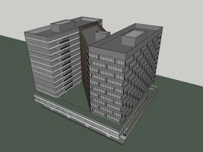 Sketchup办公模型|高层办公楼，现代风格