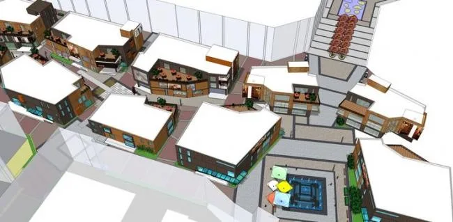 Sketchup商业模型|多层商业步行街，岛式，现代风格