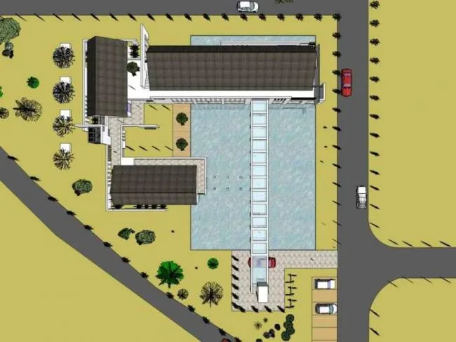Sketchup办公模型|水电厂办公楼，多层，现代中式