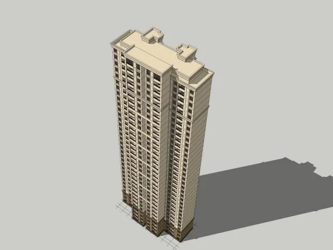 Sketchup住宅模型|高层住宅，新古典风格，居住建筑