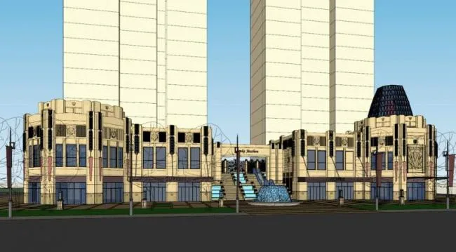 Sketchup商业模型|沿街商业，商业裙房，入口大门，新古典风格