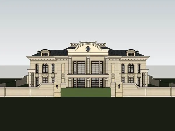 Sketchup办公模型|多层办公楼，法式古典风格