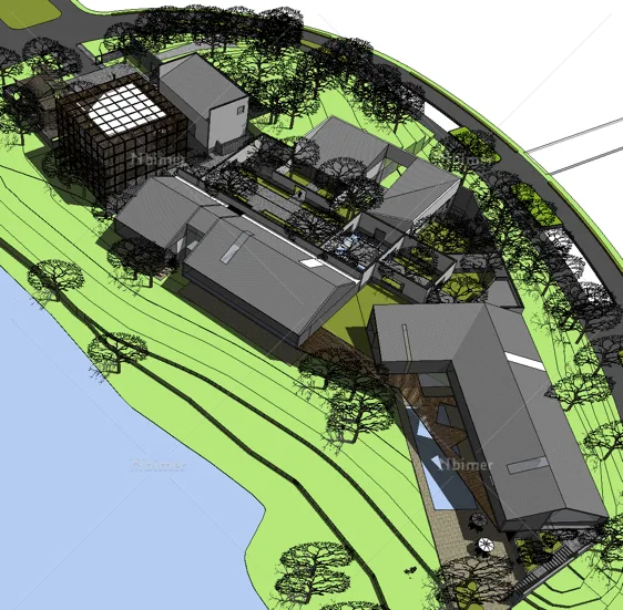 Sketchup商业模型|深圳万科第五园，多层社区商业，徽派中式风格，住宅配套