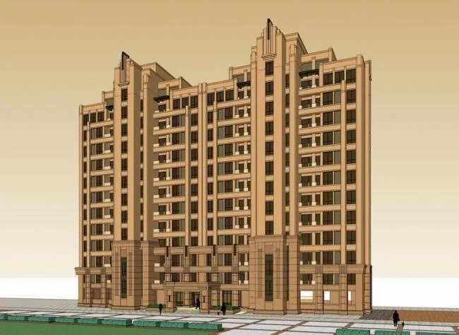 Sketchup住宅模型|高层住宅，ArtDeco风格，古典风格，居住建筑