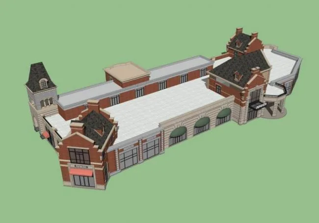 Sketchup商业模型|多层沿街商业，英式古典风格
