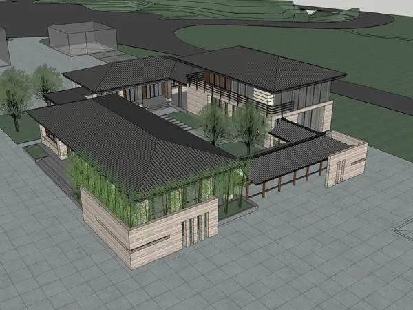 Sketchup办公模型|多层办公楼，古典风格