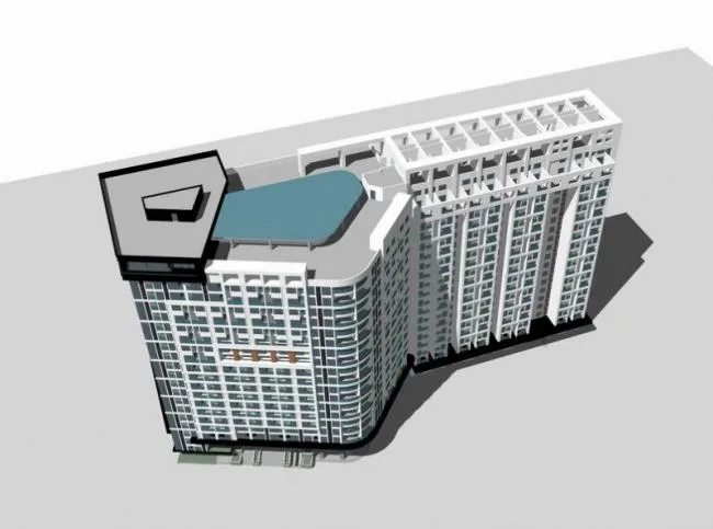 Sketchup住宅模型|高层公寓，现代风格，居住建筑