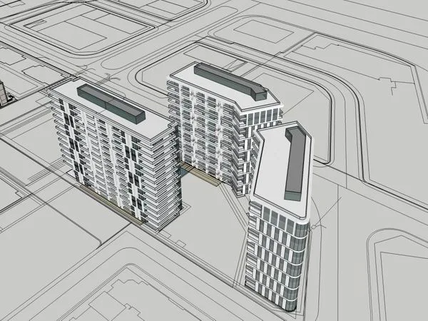 Sketchup办公模型|高层公寓式办公楼，现代风格