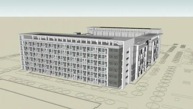 Sketchup住宅模型|多层员工宿舍公寓，现代风格