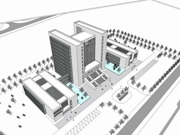 Sketchup办公模型|高层办公楼，现代风格