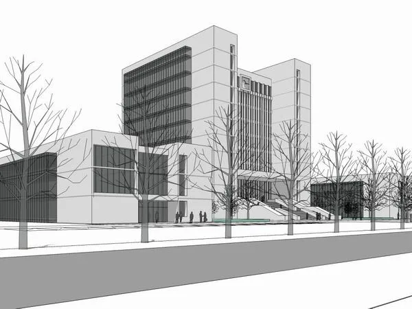 Sketchup办公模型|高层办公楼，现代风格