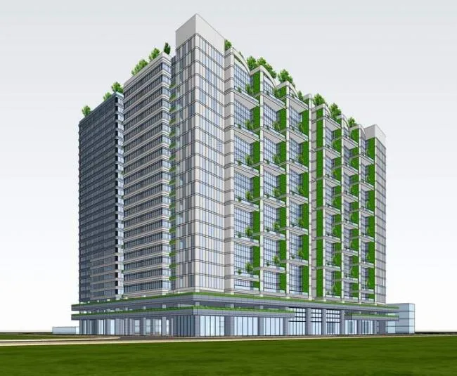 Sketchup住宅模型|高层公寓，现代风格，居住建筑