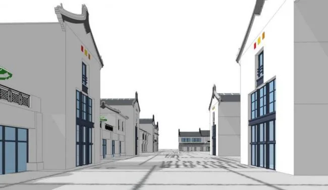 Sketchup商业模型|多层客家商业街，中式风格