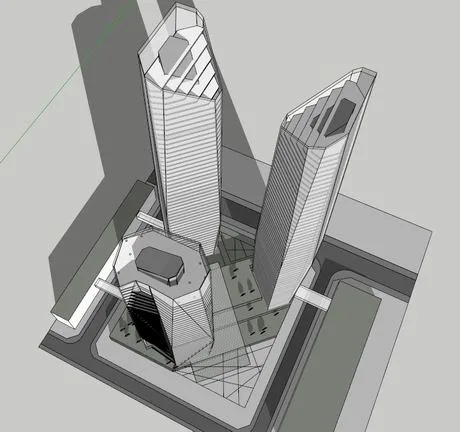Sketchup办公模型|高层办公楼，现代风格