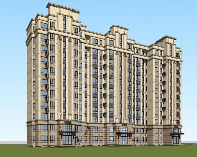 Sketchup住宅模型|高层住宅，居住建筑，新古典风格
