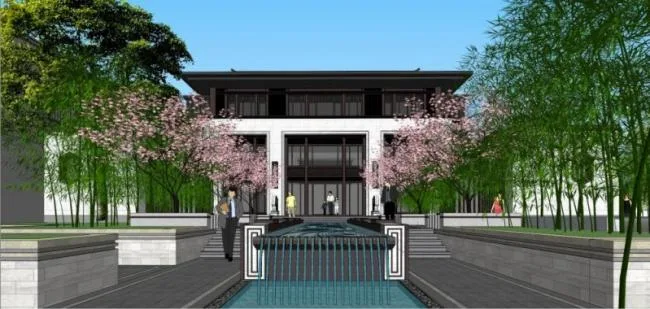 Sketchup住宅模型|苏式院子，中式风格