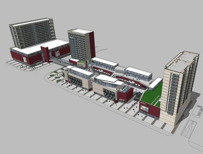 Sketchup商业模型|多层商业街，现代风格