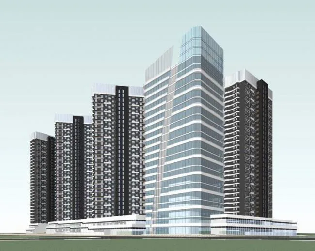 Sketchup住宅模型|高层住宅和办公楼，现代风格