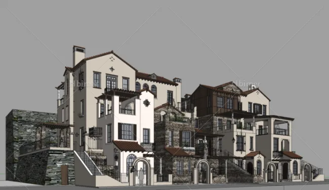 Sketchup住宅模型|小高层住宅，英式古典风格，居住建筑