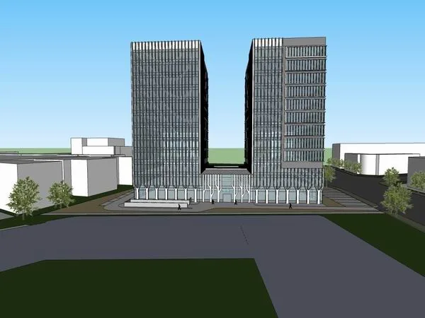 Sketchup办公模型|高层办公楼，现代风格