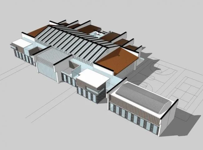 Sketchup商业模型|多层会所，商业建筑，新中式风格