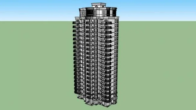 Sketchup住宅模型|高层住宅，古典风格，居住建筑