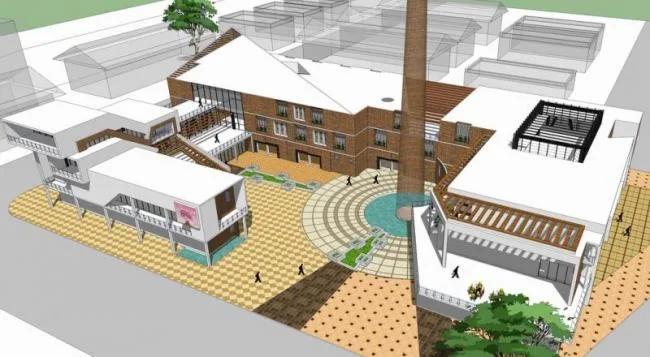 Sketchup商业模型|旧厂房商业改建，多层商业，现代风格