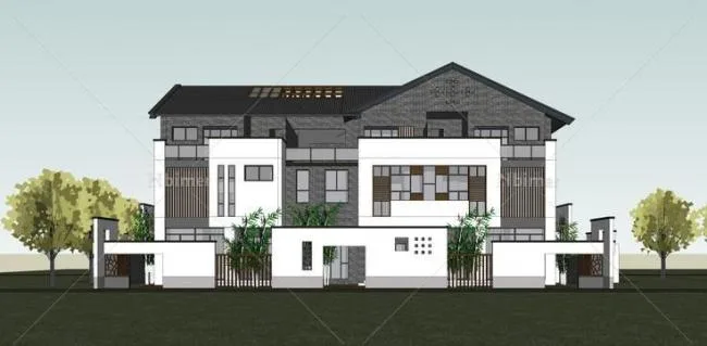 Sketchup住宅模型|多层住宅，叠拼别墅，中式风格，仿古