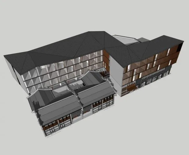 Sketchup商业模型|多层商业楼，新中式风格